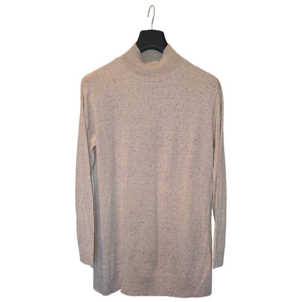 J. Jill Mock Neck Sweater Womens Sm Oatmeal Beige Silk Blend Knit Marl‎ Pullover